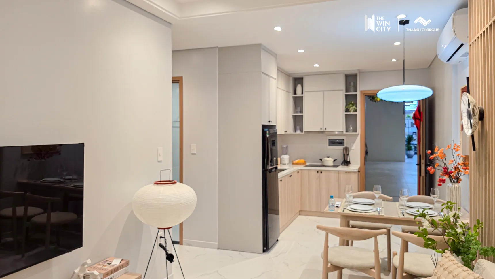 Không gian phòng khách căn hộ mẫu nhóm 2 phòng ngủ